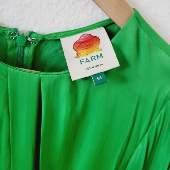 Farm Rio Green Front Circle Cut Out Midi Dress w/Long Sleeves - Picture 7 of 9